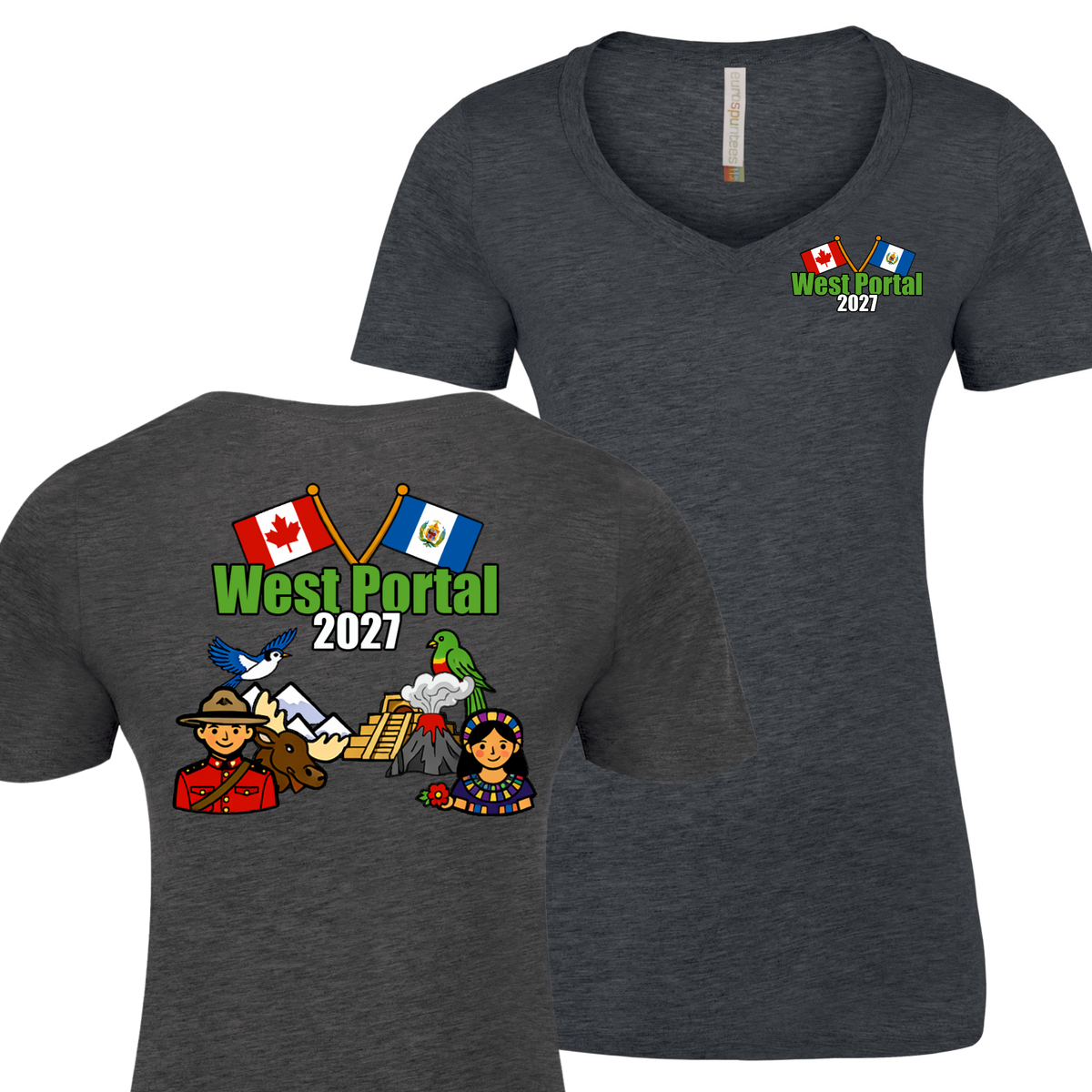 Ladies v-neck Short Sleeve T-shirt - Guatemala 2027