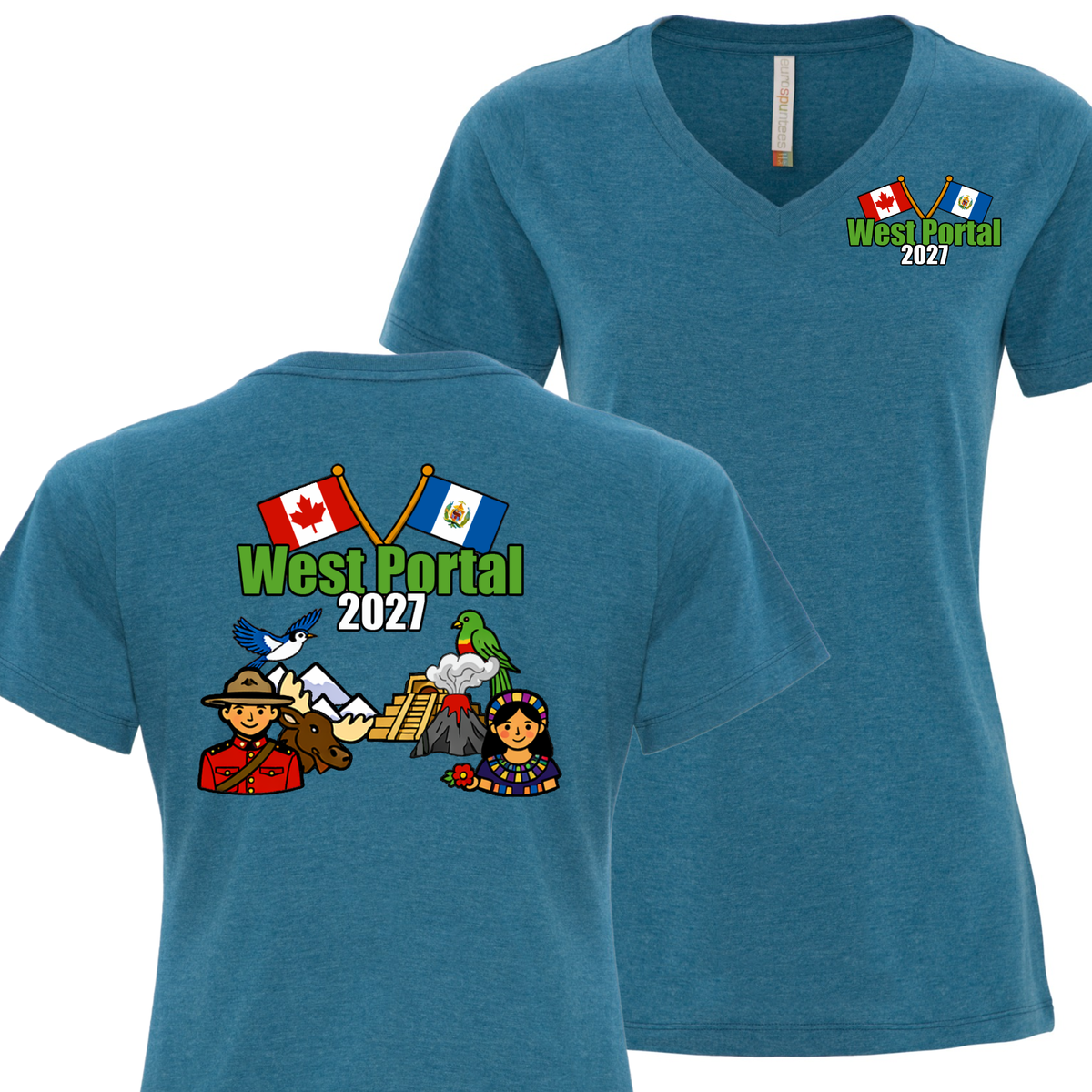 Ladies v-neck Short Sleeve T-shirt - Guatemala 2027