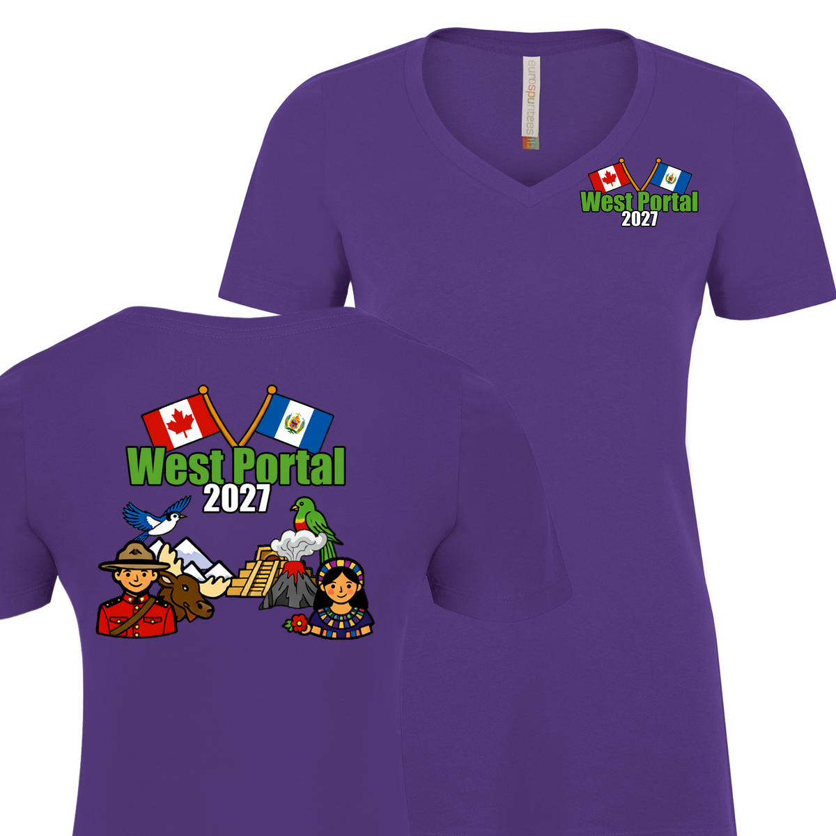 Ladies v-neck Short Sleeve T-shirt - Guatemala 2027
